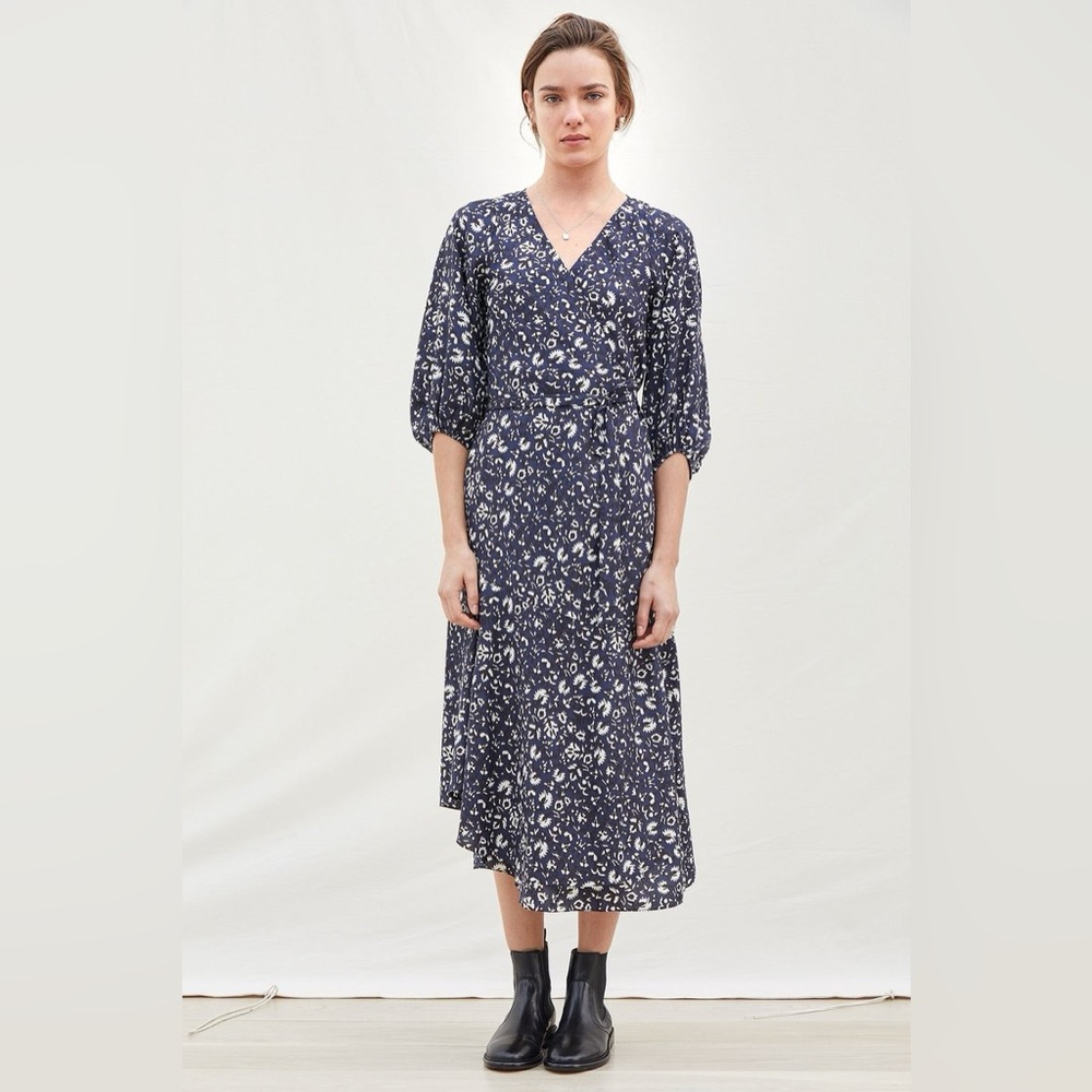 Apiece Apart Silk Sierra Wrap Midi Dress, size 2